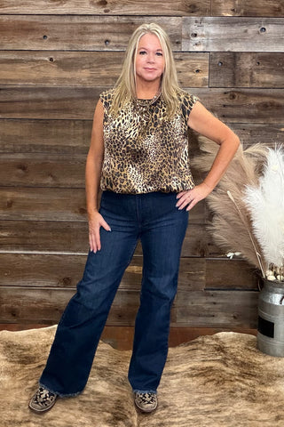 Satin Leopard Print Blouse-Top-ee:some-Gallop 'n Glitz- Women's Western Wear Boutique, Located in Grants Pass, Oregon