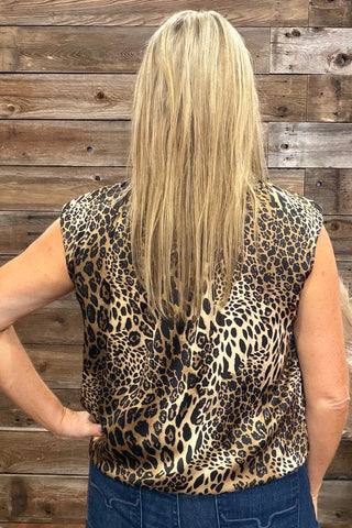 Satin Leopard Print Blouse-Top-ee:some-Gallop 'n Glitz- Women's Western Wear Boutique, Located in Grants Pass, Oregon