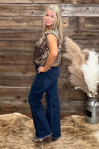 Satin Leopard Print Blouse-Top-ee:some-Gallop 'n Glitz- Women's Western Wear Boutique, Located in Grants Pass, Oregon