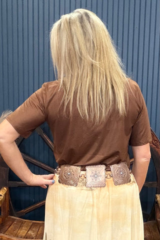 Simple Sterling Brown Short Sleeve Top-Top-Sterling Kreek-Gallop 'n Glitz- Women's Western Wear Boutique, Located in Grants Pass, Oregon