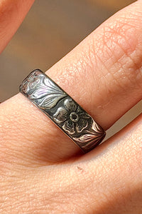 Sterling Silver Stamped Floral Ring-Jewelry-BOHO SOL-Gallop 'n Glitz- Women's Western Wear Boutique, Located in Grants Pass, Oregon