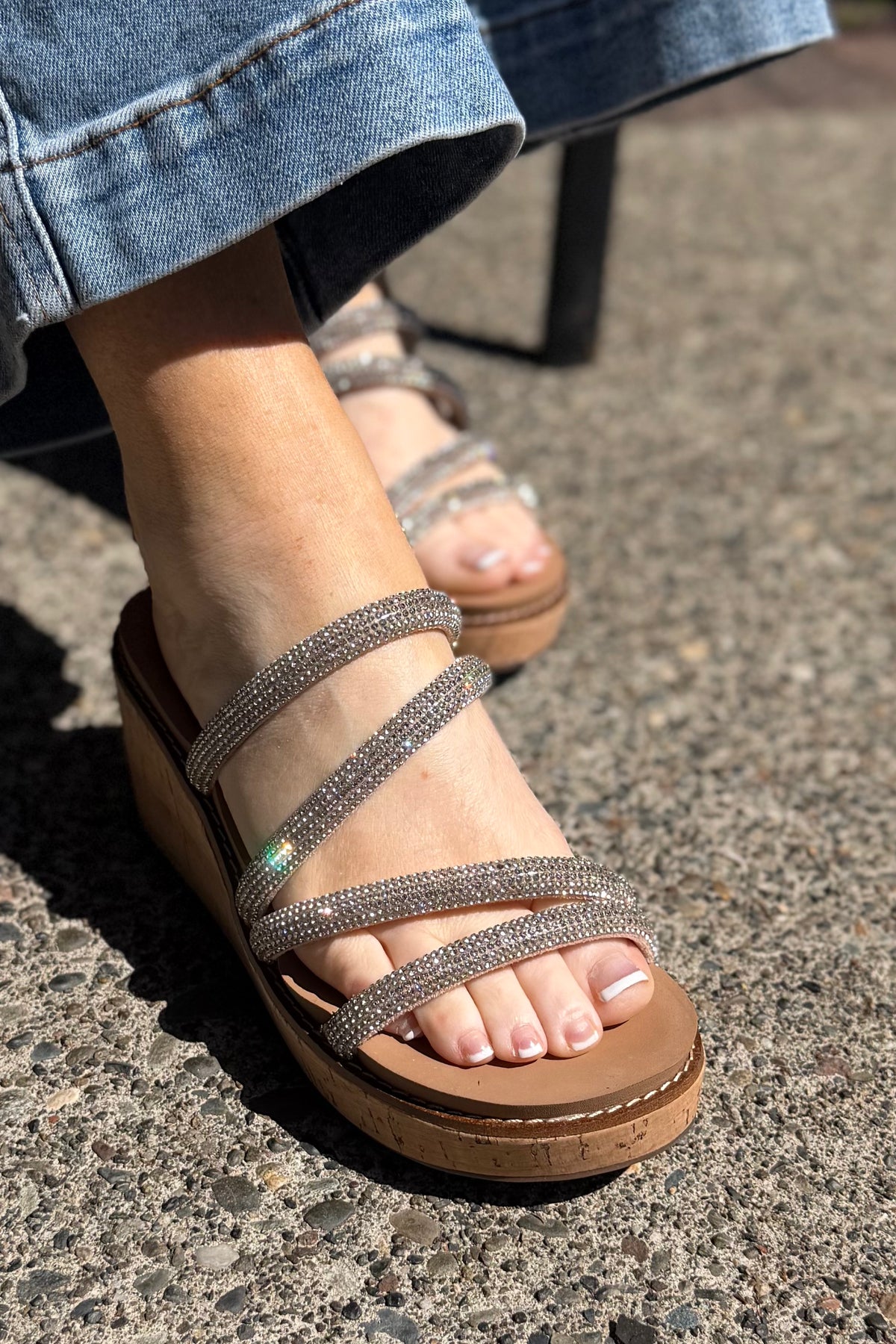 Summer Glow Rhinestone Wedges By Corkys-Women's Shoes-Corkys-Gallop 'n Glitz- Women's Western Wear Boutique, Located in Grants Pass, Oregon