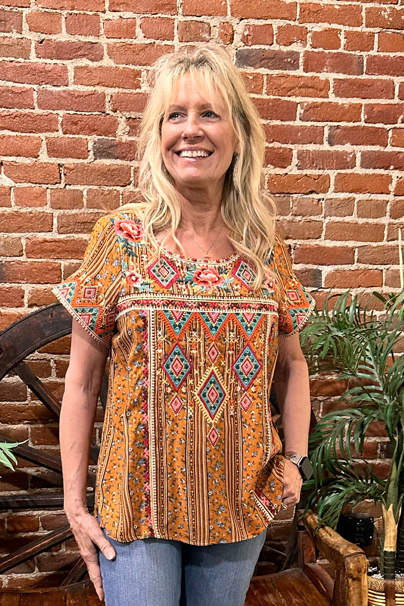 Show Stopin' Embroidered Top by Savannah Jane-top-Andree by Unit-Gallop 'n Glitz- Women's Western Wear Boutique, Located in Grants Pass, Oregon