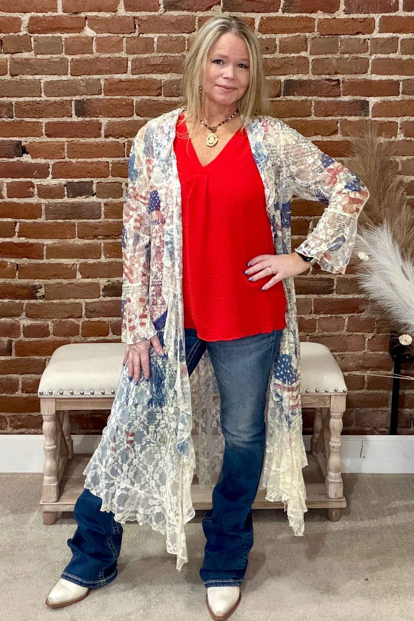 Red Sleeveless Blouse-Top-ee:some-Gallop 'n Glitz- Women's Western Wear Boutique, Located in Grants Pass, Oregon