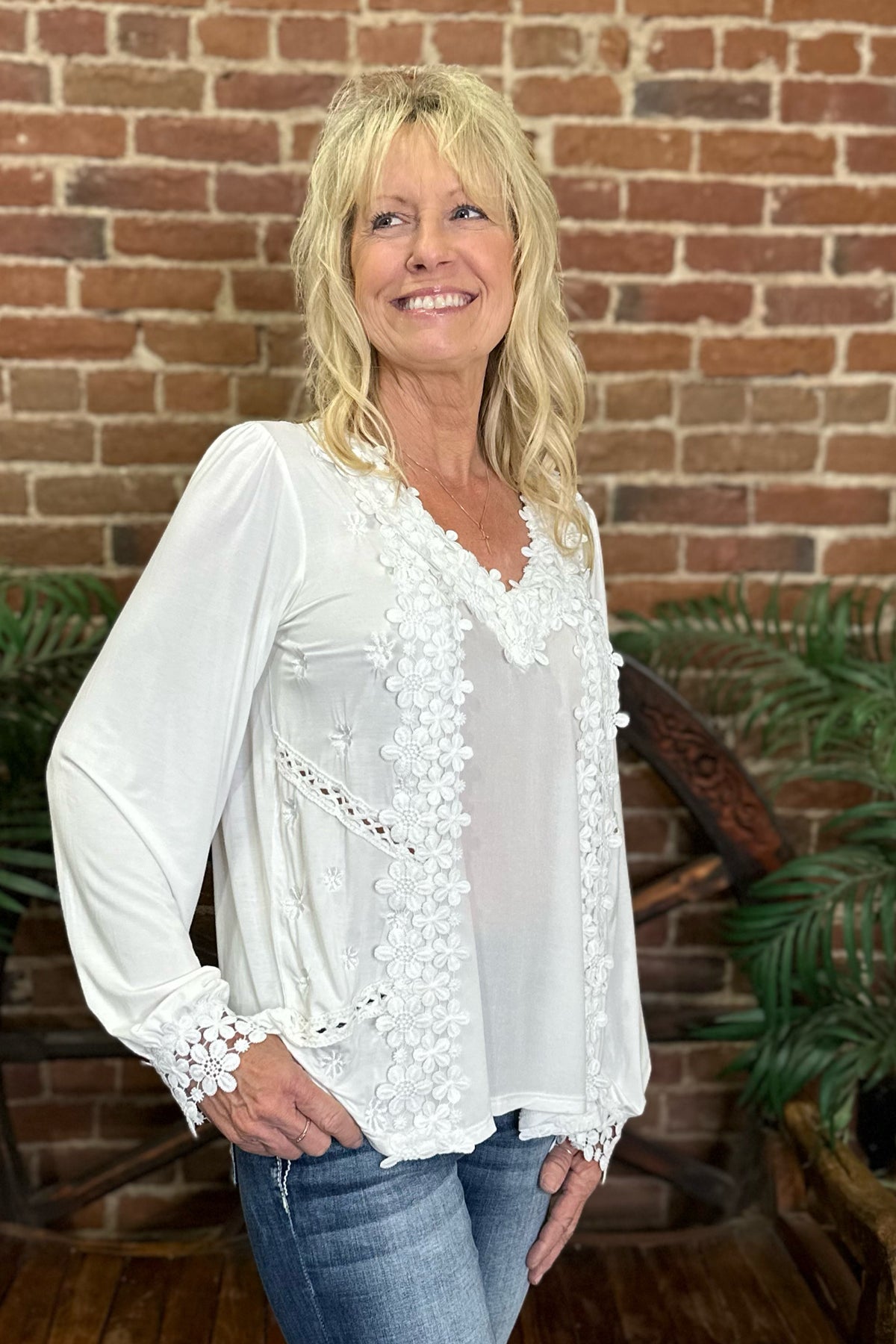 Floral Embroidered Top by POL-top-POL-Gallop 'n Glitz- Women's Western Wear Boutique, Located in Grants Pass, Oregon