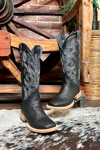 Women's Black Genuine Python Square Toe Boot-Women's Boot-Tanner Mark-Gallop 'n Glitz- Women's Western Wear Boutique, Located in Grants Pass, Oregon