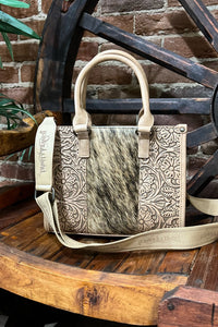 Trinity Ranch Hair On Cowhide Tooling Concealed Carry Crossbody Tote-Handbags & Accessories-Montana West-Gallop 'n Glitz- Women's Western Wear Boutique, Located in Grants Pass, Oregon