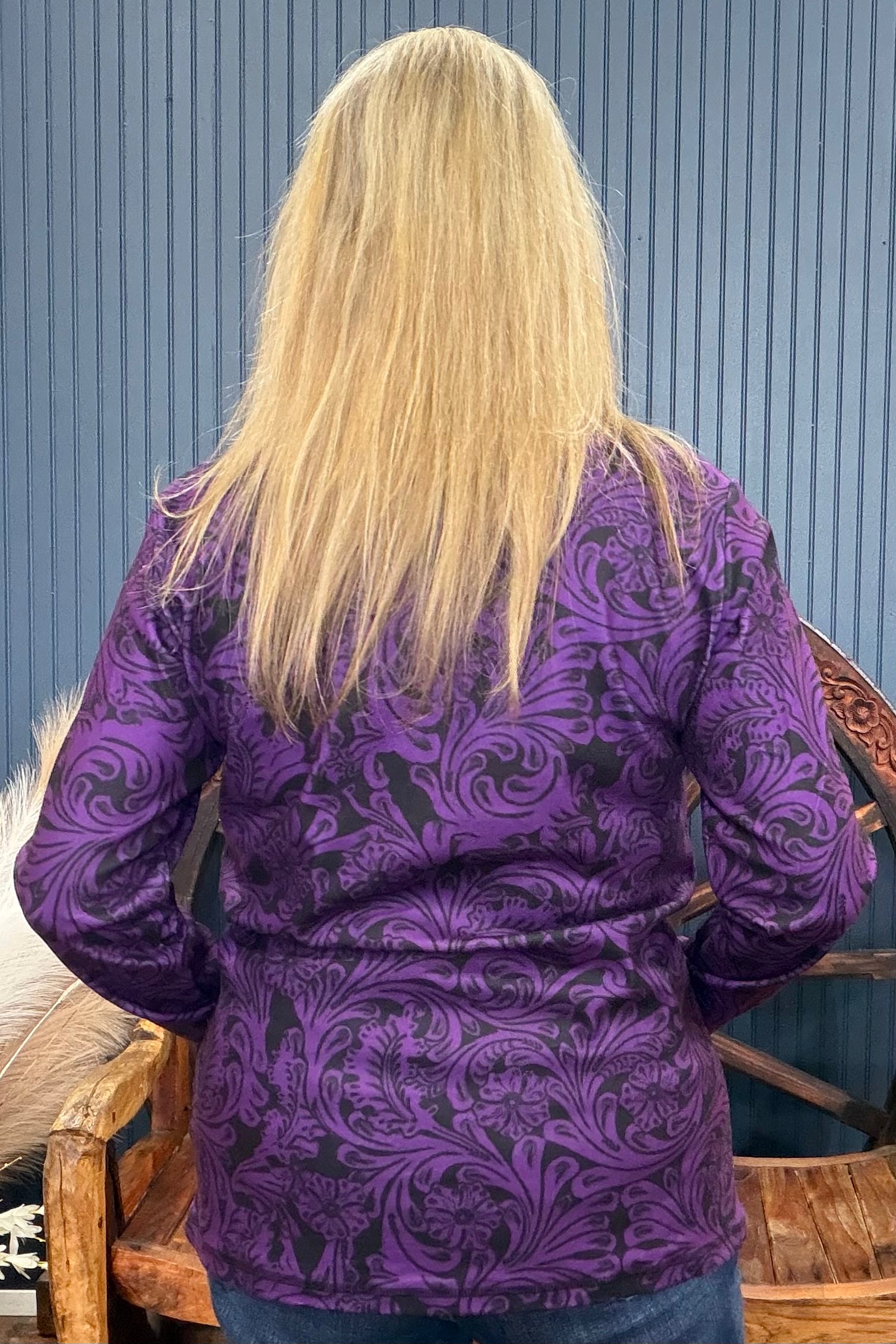 Tailgate Party Purple Quarter Zip Pullover-Sweater-Sterling Kreek-Gallop 'n Glitz- Women's Western Wear Boutique, Located in Grants Pass, Oregon