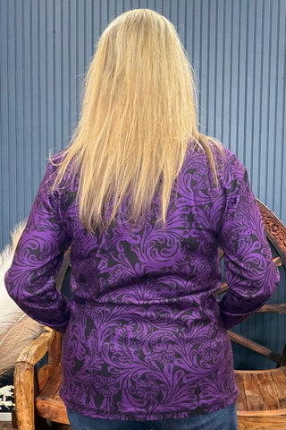 Tailgate Party Purple Quarter Zip Pullover-Sweater-Sterling Kreek-Gallop 'n Glitz- Women's Western Wear Boutique, Located in Grants Pass, Oregon