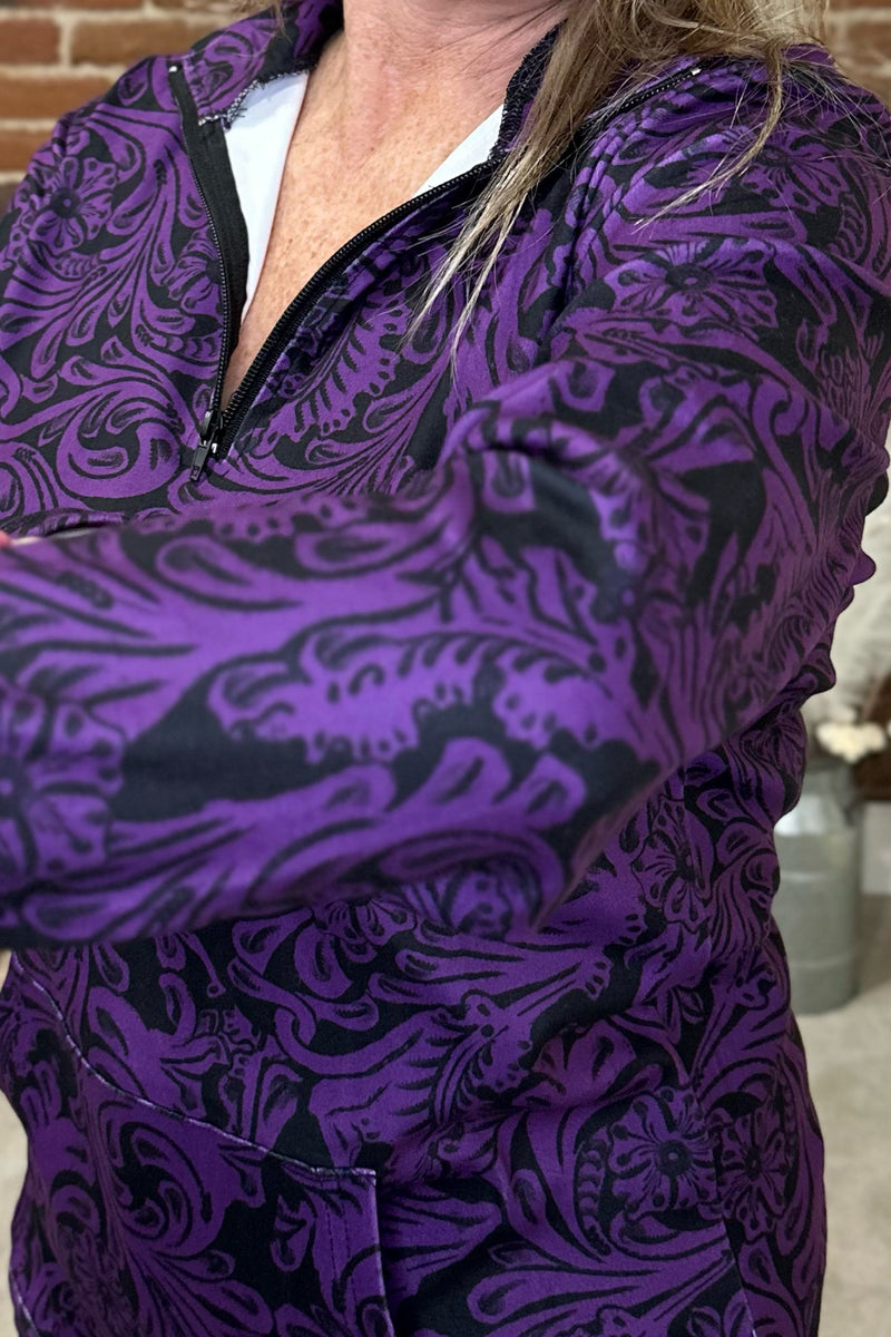 Tailgate Party Purple Quarter Zip Pullover-Jacket-Sterling Kreek-Gallop 'n Glitz- Women's Western Wear Boutique, Located in Grants Pass, Oregon