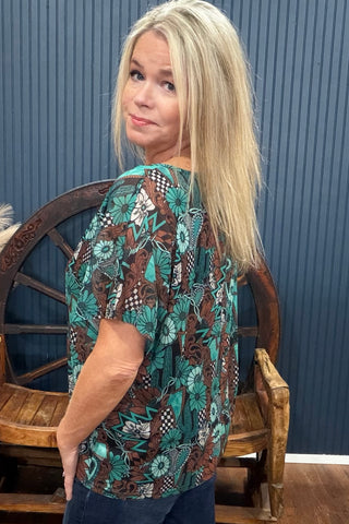 Tattoos In Turquoise Mesh Top-Mesh Top-Sterling Kreek-Gallop 'n Glitz- Women's Western Wear Boutique, Located in Grants Pass, Oregon