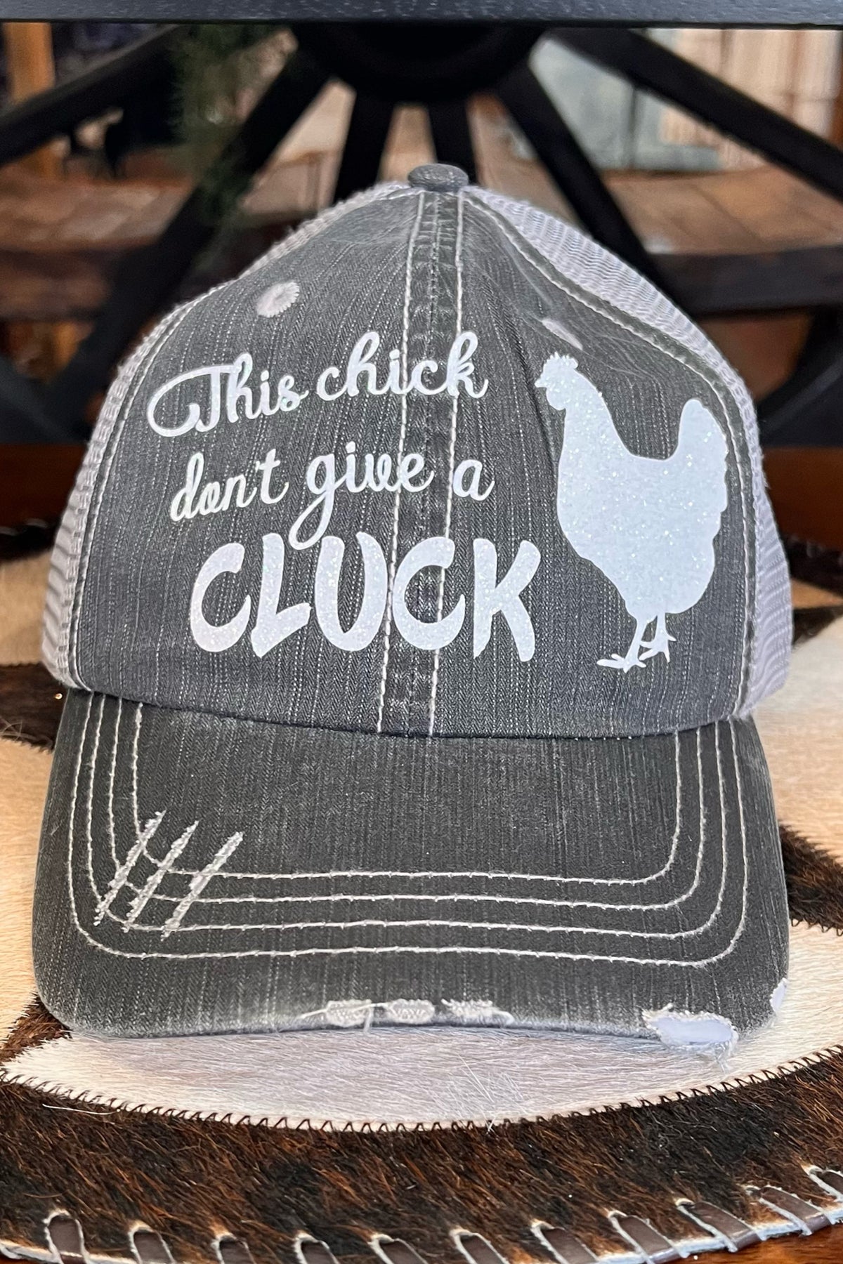 This Chick Don’t Give A Cluck Ball Cap-Ball Cap-Best Handbag-Gallop 'n Glitz- Women's Western Wear Boutique, Located in Grants Pass, Oregon
