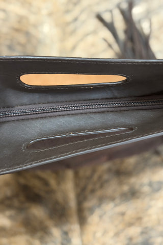Cross body Bag With Tooling and Fringe