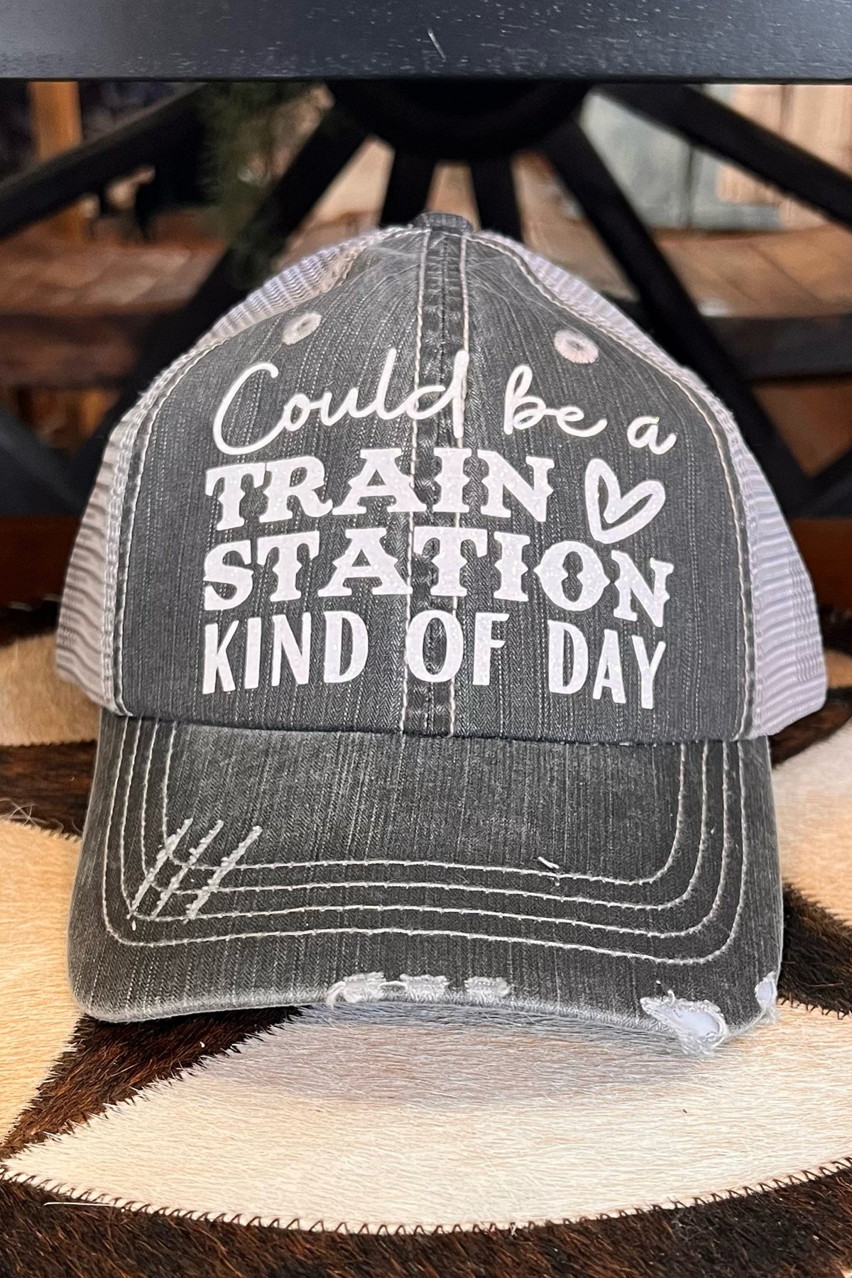 Could Be A Train Station Kind Of Day Ball Cap-Ball Cap-Best Handbag-Gallop 'n Glitz- Women's Western Wear Boutique, Located in Grants Pass, Oregon