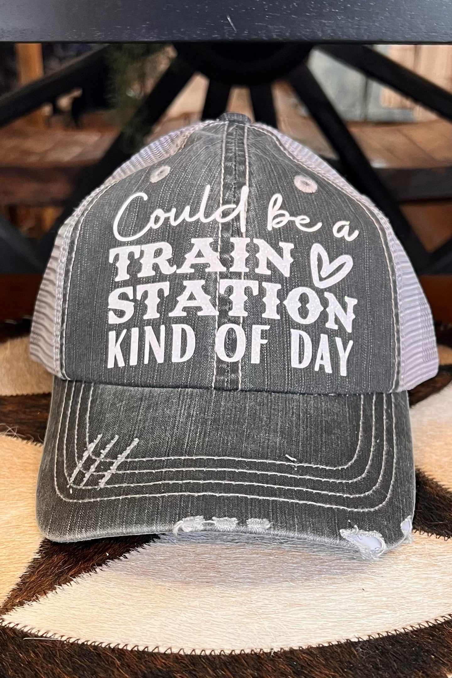 Could Be A Train Station Kind Of Day Ball Cap-Ball Cap-Best Handbag-Gallop 'n Glitz- Women's Western Wear Boutique, Located in Grants Pass, Oregon