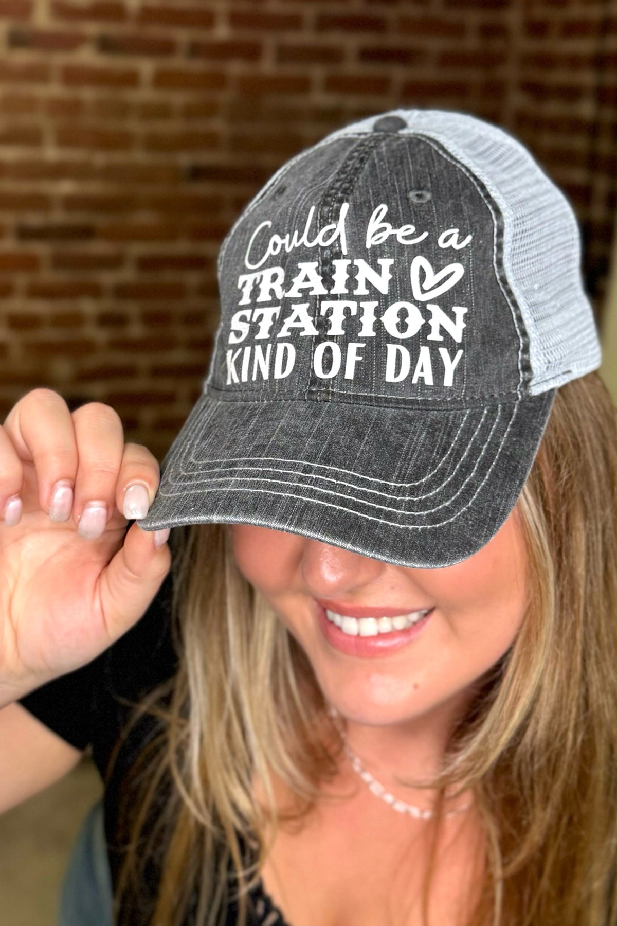 Could Be A Train Station Kind Of Day Ball Cap-Ball Cap-Best Handbag-Gallop 'n Glitz- Women's Western Wear Boutique, Located in Grants Pass, Oregon