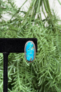 Sterling Silver Turquoise Earring With Rope Border