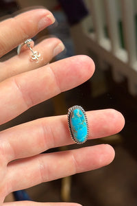 Sterling Silver Turquoise Earring With Rope Border