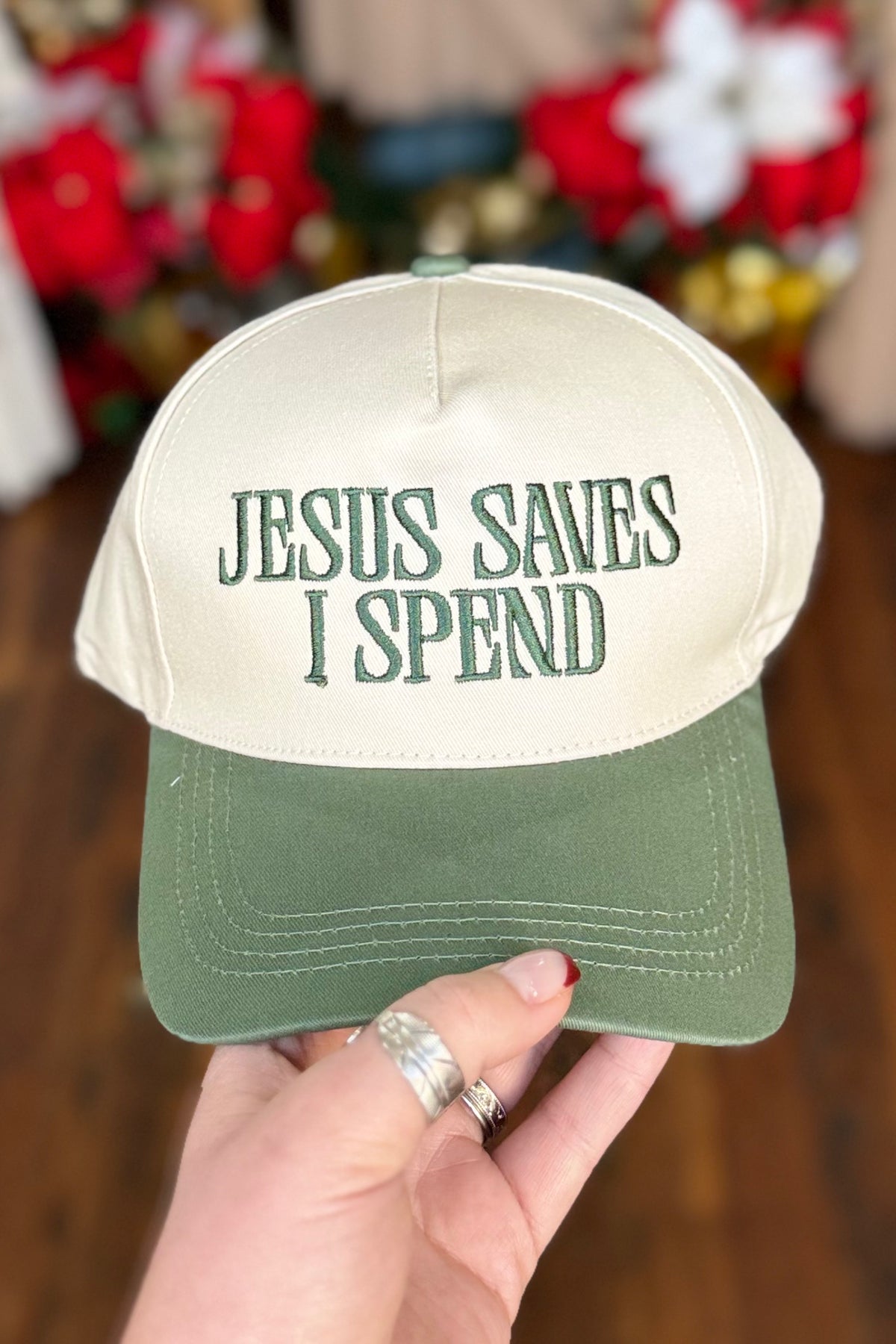 Saves I Spend Ball Cap Dk Forest-Door Buster-Zenana-Gallop 'n Glitz- Women's Western Wear Boutique, Located in Grants Pass, Oregon