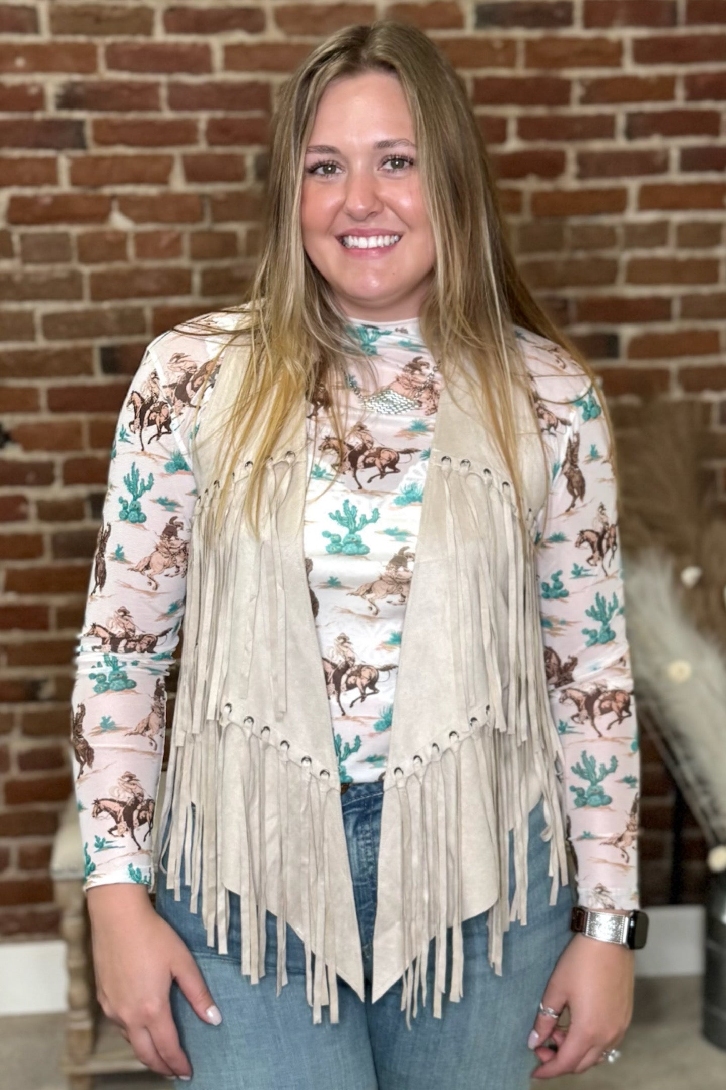 Fringe Faux Suede Vest-Vest-Vocal-Gallop 'n Glitz- Women's Western Wear Boutique, Located in Grants Pass, Oregon