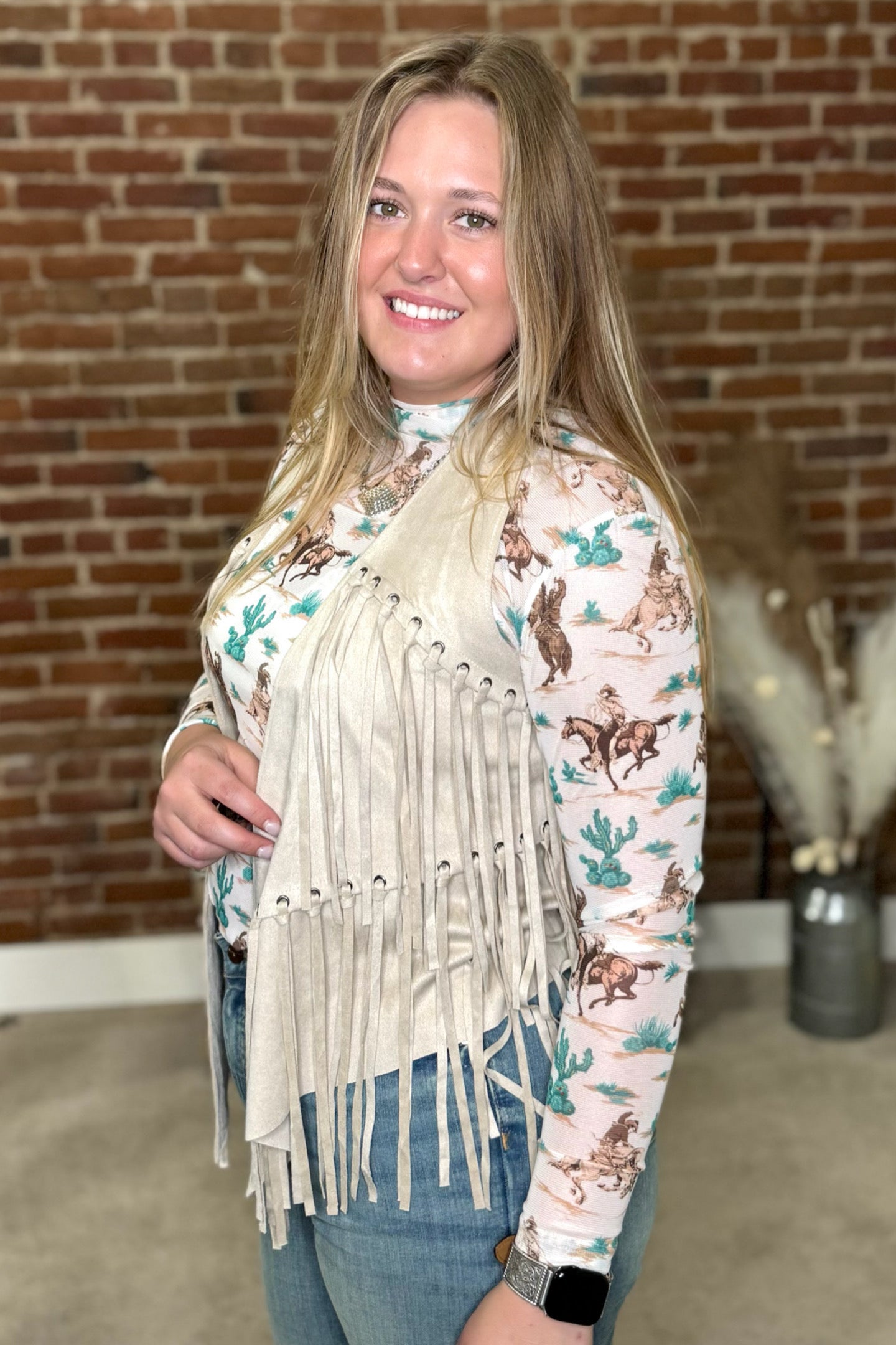 Fringe Faux Suede Vest-Vest-Vocal-Gallop 'n Glitz- Women's Western Wear Boutique, Located in Grants Pass, Oregon