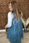 Blue Lace Knit Vest with Silver Studs-vest-Vocal-Gallop 'n Glitz- Women's Western Wear Boutique, Located in Grants Pass, Oregon