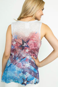 Vocal Sleeveless Top with Patriotic Design-top-Vocal-Gallop 'n Glitz- Women's Western Wear Boutique, Located in Grants Pass, Oregon