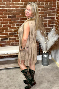 Suede Fringe Sleeveless Dress-Dress-Vocal-Gallop 'n Glitz- Women's Western Wear Boutique, Located in Grants Pass, Oregon