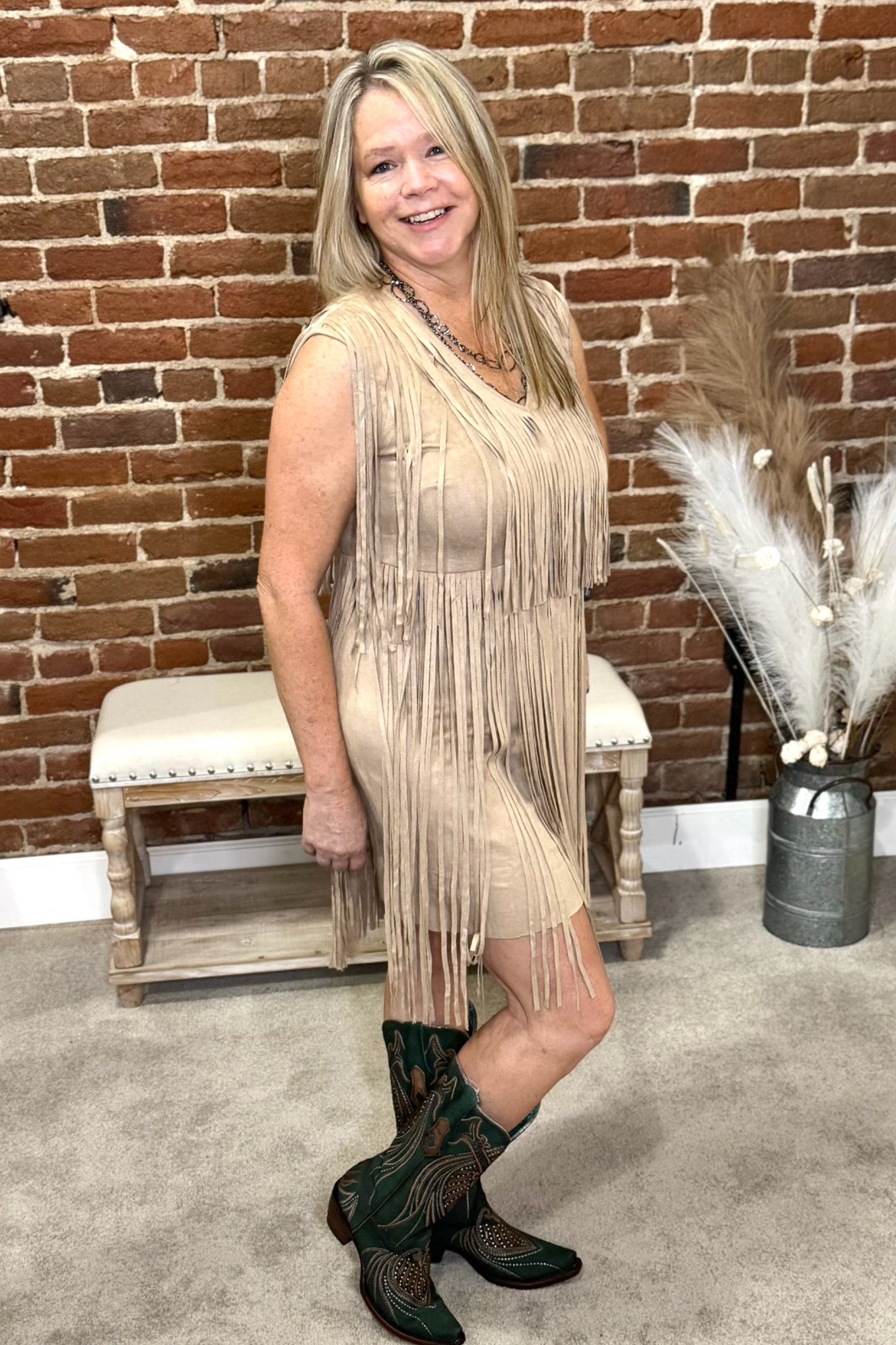 western fringe dress Suede Fringe Dress
