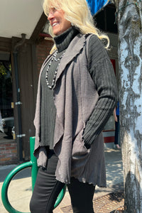 Vine Street Charcoal Pique Vest-Vest-Vine Street-Gallop 'n Glitz- Women's Western Wear Boutique, Located in Grants Pass, Oregon