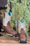 Corral Ladies Farm & Ranch Mint & Brown Square Toe Work Boots-Women's Boot-Corral Boots-Gallop 'n Glitz- Women's Western Wear Boutique, Located in Grants Pass, Oregon