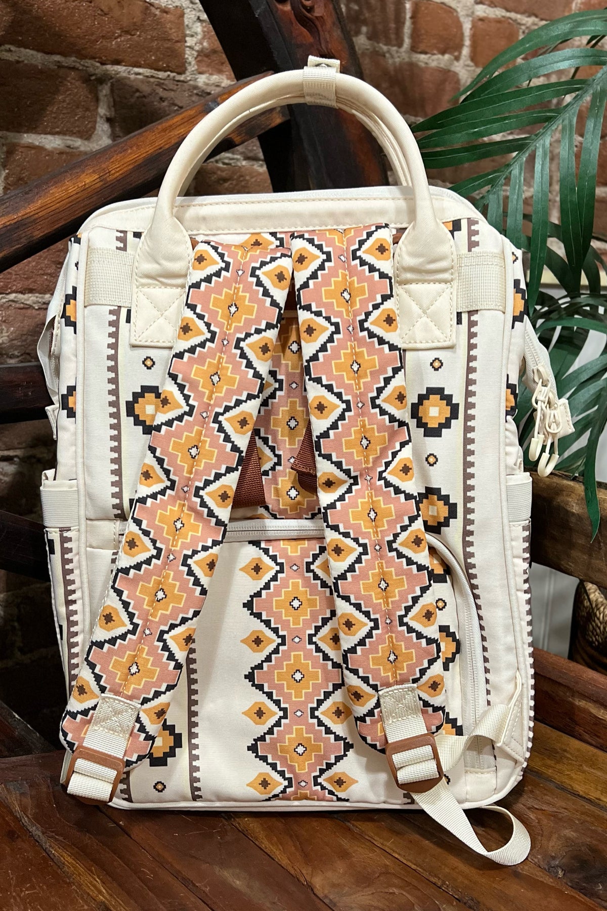 Wrangler Tan Allover Aztec Multi Function Backpack-Handbags & Accessories-Montana West-Gallop 'n Glitz- Women's Western Wear Boutique, Located in Grants Pass, Oregon