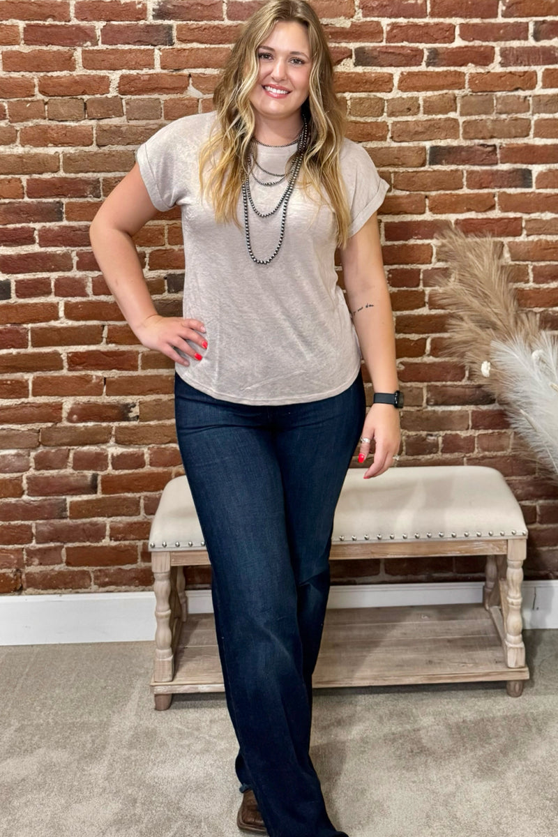 Dusty Trails Basic Tee-Top-Wasabi+Mint-Gallop 'n Glitz- Women's Western Wear Boutique, Located in Grants Pass, Oregon