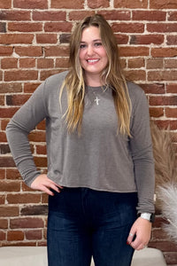 Wildwood Crop Sweatshirt-Top-Wasabi+Mint-Gallop 'n Glitz- Women's Western Wear Boutique, Located in Grants Pass, Oregon