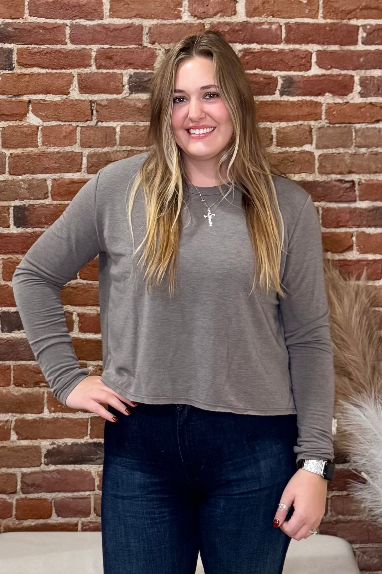 Wildwood Crop Sweatshirt-Top-Wasabi+Mint-Gallop 'n Glitz- Women's Western Wear Boutique, Located in Grants Pass, Oregon