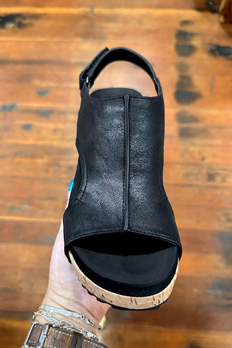 CARLEY By Corkys Washed Black Wedge-Women's Shoes-Corkys-Gallop 'n Glitz- Women's Western Wear Boutique, Located in Grants Pass, Oregon