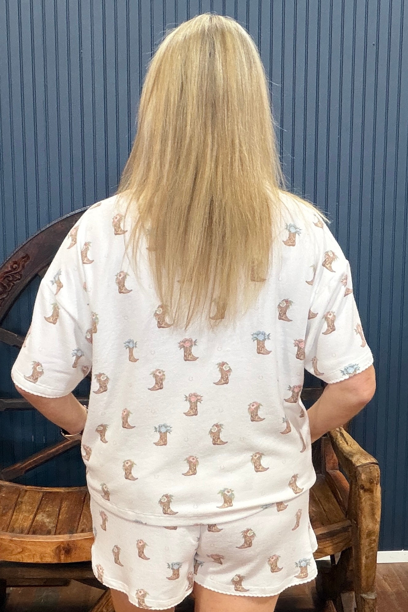 Western Blooms Short Sleeve Pajama Top by PJ Salvage-Pajamas-PJ Salvage-Gallop 'n Glitz- Women's Western Wear Boutique, Located in Grants Pass, Oregon