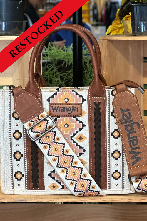 Wrangler Southwestern Canvas Crossbody Tote-Handbags & Accessories-Montana West-Gallop 'n Glitz- Women's Western Wear Boutique, Located in Grants Pass, Oregon