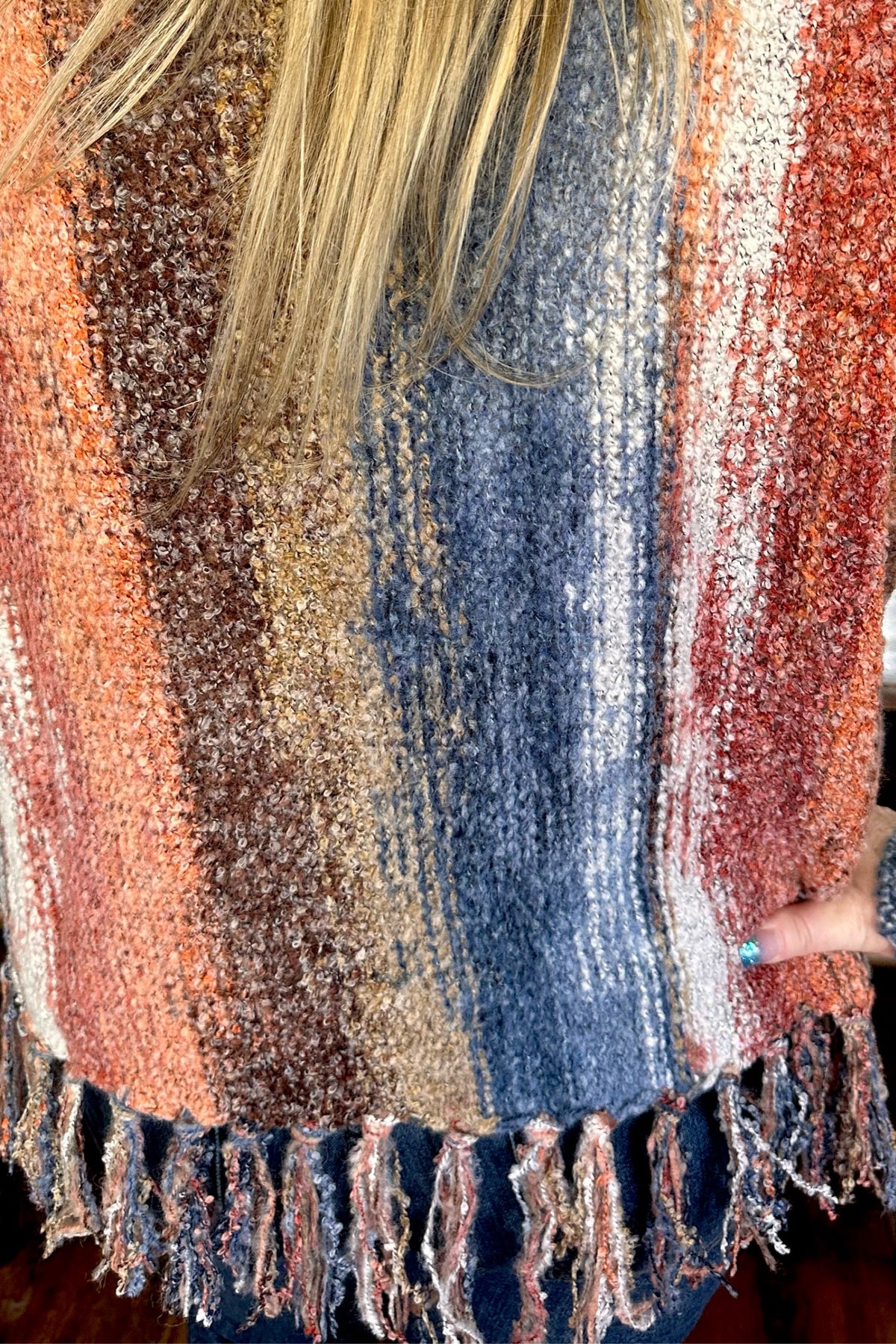 Rusty Hued Lightweight Fringed Sweater-Sweater-Angie-Gallop 'n Glitz- Women's Western Wear Boutique, Located in Grants Pass, Oregon