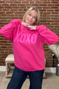 XOXO Embossed Puff Sweatshirt-Top-Melody Faye-Gallop 'n Glitz- Women's Western Wear Boutique, Located in Grants Pass, Oregon