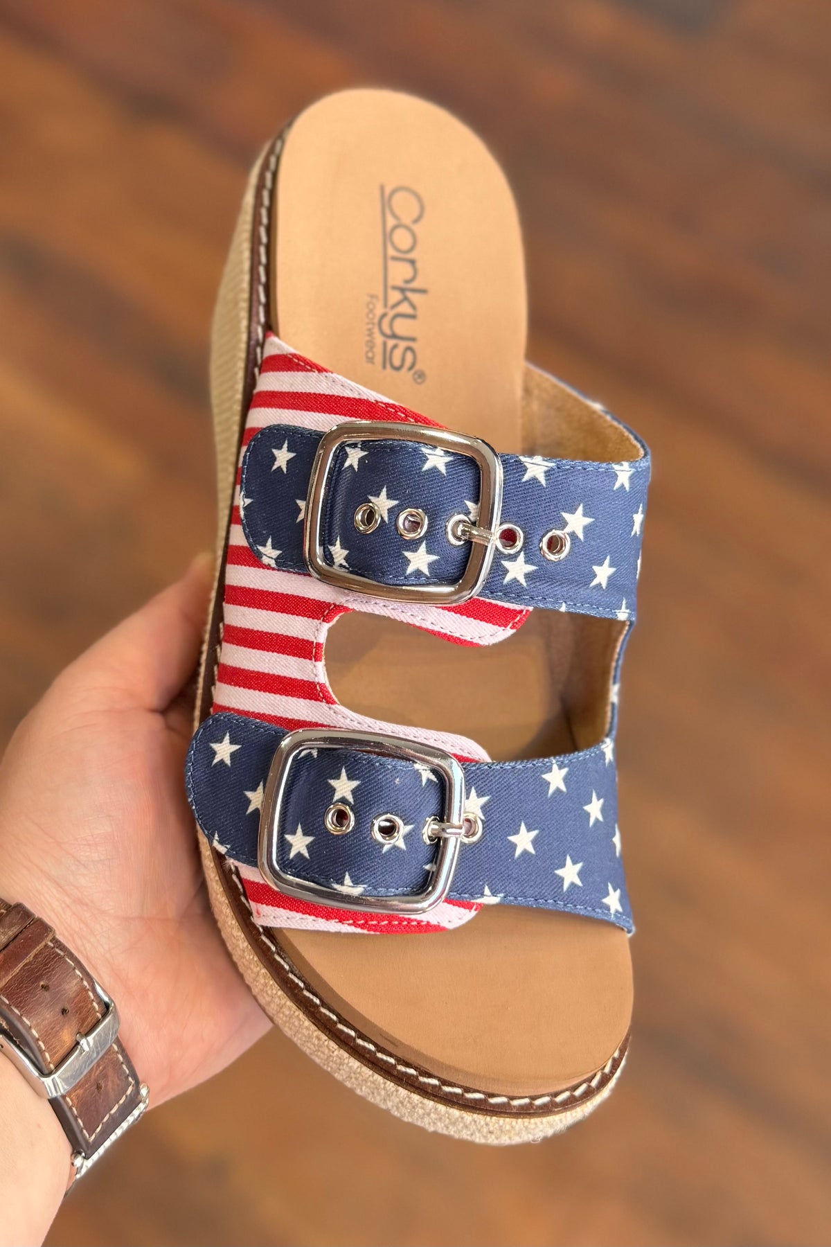 YEAH OKAY Americana Wedge Sandal by Corkys-Women's Shoes-Corkys-Gallop 'n Glitz- Women's Western Wear Boutique, Located in Grants Pass, Oregon