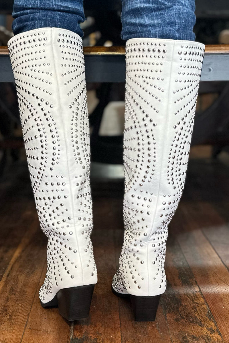 ZACHARIAH White Silver Studded Boots-Women's Boot-Billini-Gallop 'n Glitz- Women's Western Wear Boutique, Located in Grants Pass, Oregon