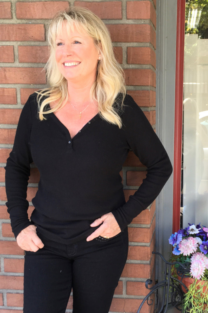 PJ Salvage Textured Long Sleeve Henley Top-top-PJ Salvage-Gallop 'n Glitz- Women's Western Wear Boutique, Located in Grants Pass, Oregon