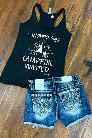 I Wanna Get Campfire Wasted Tank-Graphic Tank-Gallop 'n Glitz-Gallop 'n Glitz- Women's Western Wear Boutique, Located in Grants Pass, Oregon