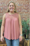 Flowy Tank With Sweetheart Lace Detail By Allie Rose
