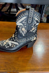 Black Floral Embroidered Short Boot