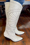 ZACHARIAH White Silver Studded Boots