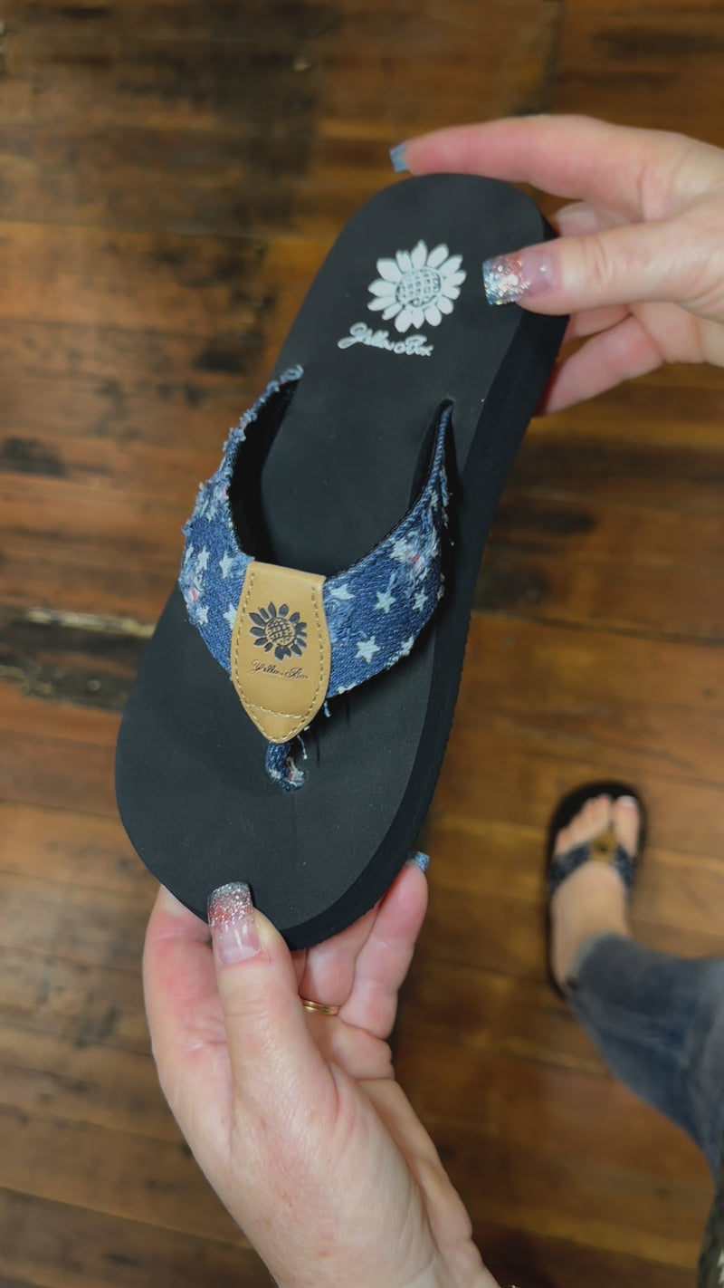 Yellow Box Fireworks Flip Flop