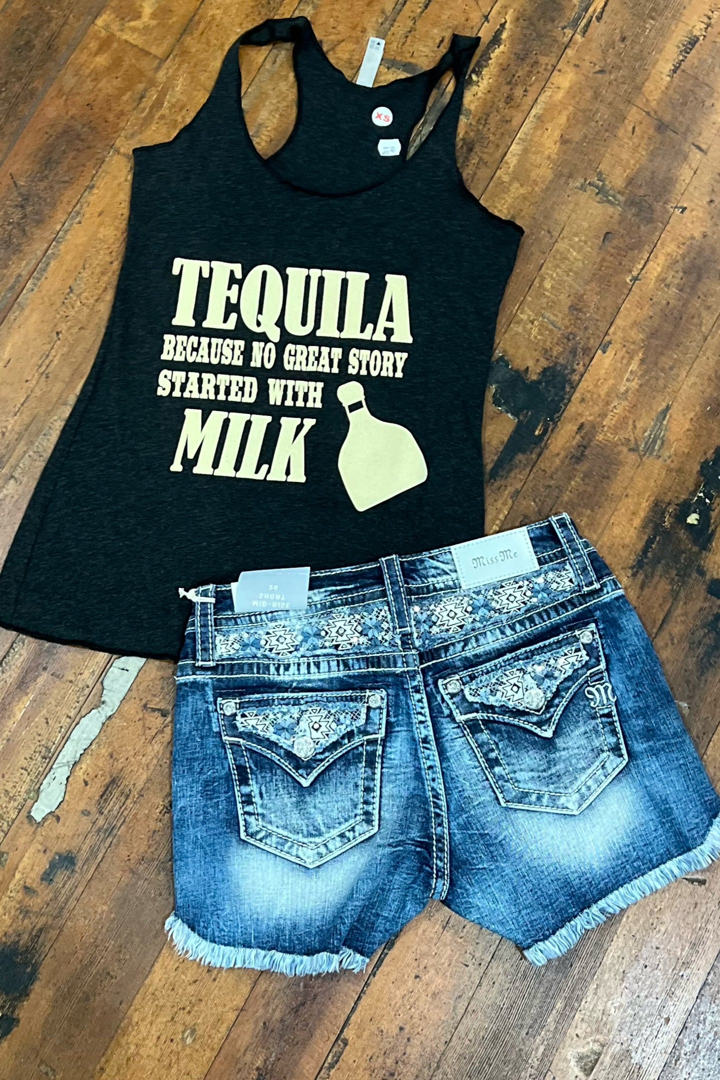 Tequila, Because No Great Story Started with Milk Tank-Graphic Tank-Gallop 'n Glitz-Gallop 'n Glitz- Women's Western Wear Boutique, Located in Grants Pass, Oregon