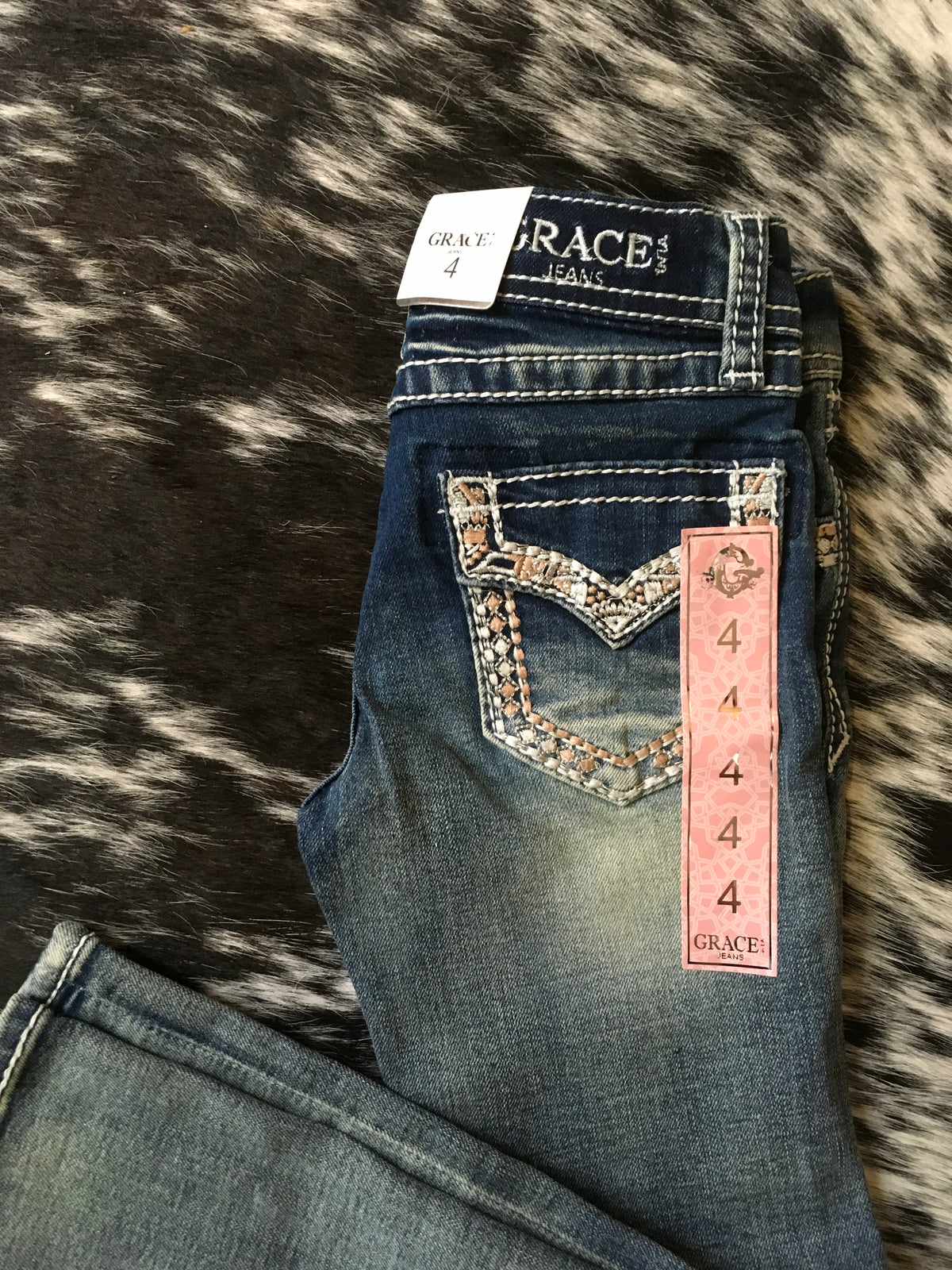 Grace In LA Toddler Girls' Border Stitched Pocket Bootcut Jeans-Bootcut-Grace in LA-Gallop 'n Glitz- Women's Western Wear Boutique, Located in Grants Pass, Oregon